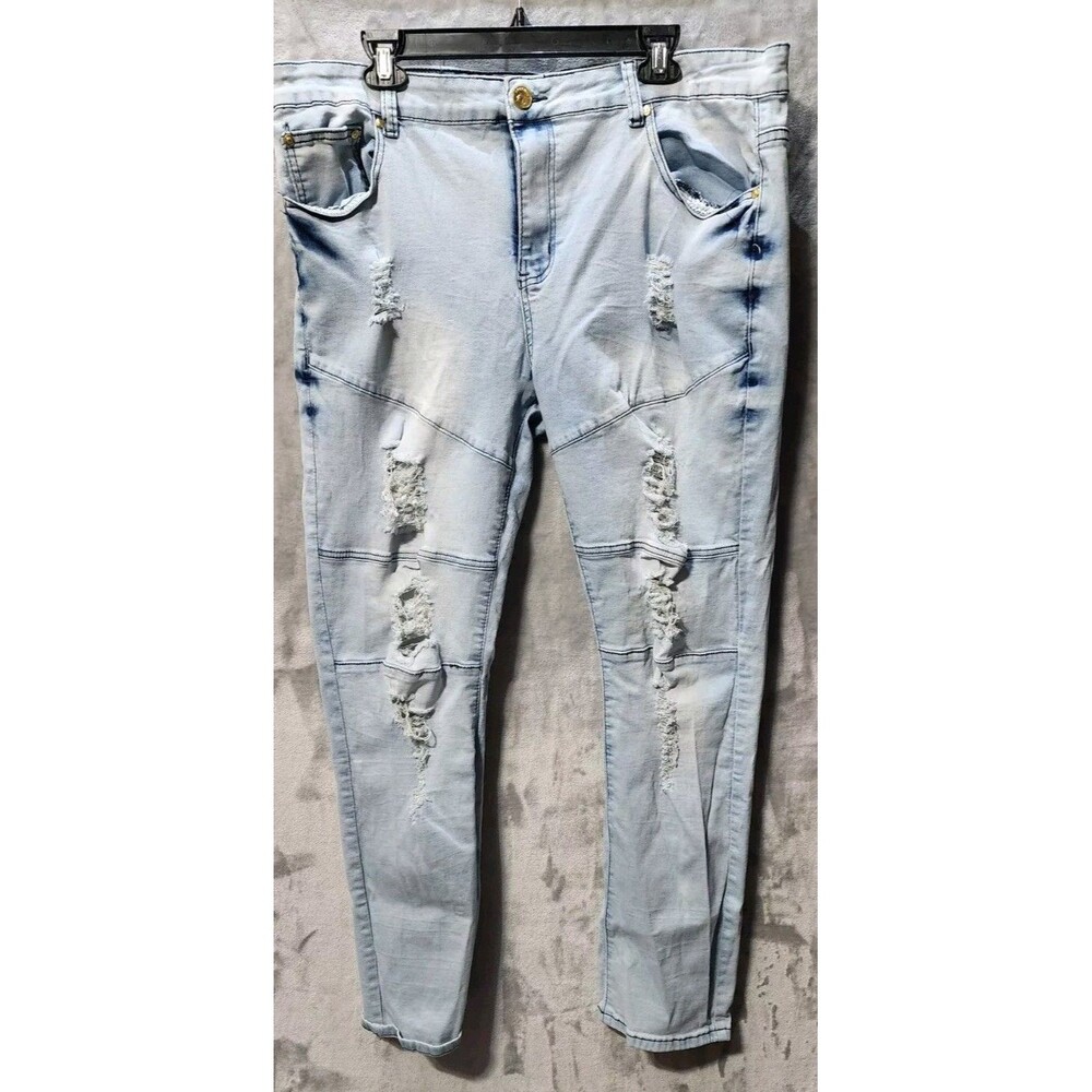 Argonaut Nation Skinny Jeans Mens 40x32 Light Blue Skater Grunge Punk Distressed